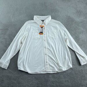 32 Degrees Heat Womens White Long Sleeve Button-Down Shirt XXL NWT 1519